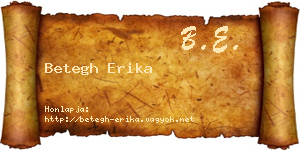 Betegh Erika névjegykártya